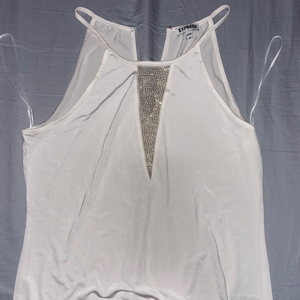 Express | New | White Sleeveless Gold Sequin Top